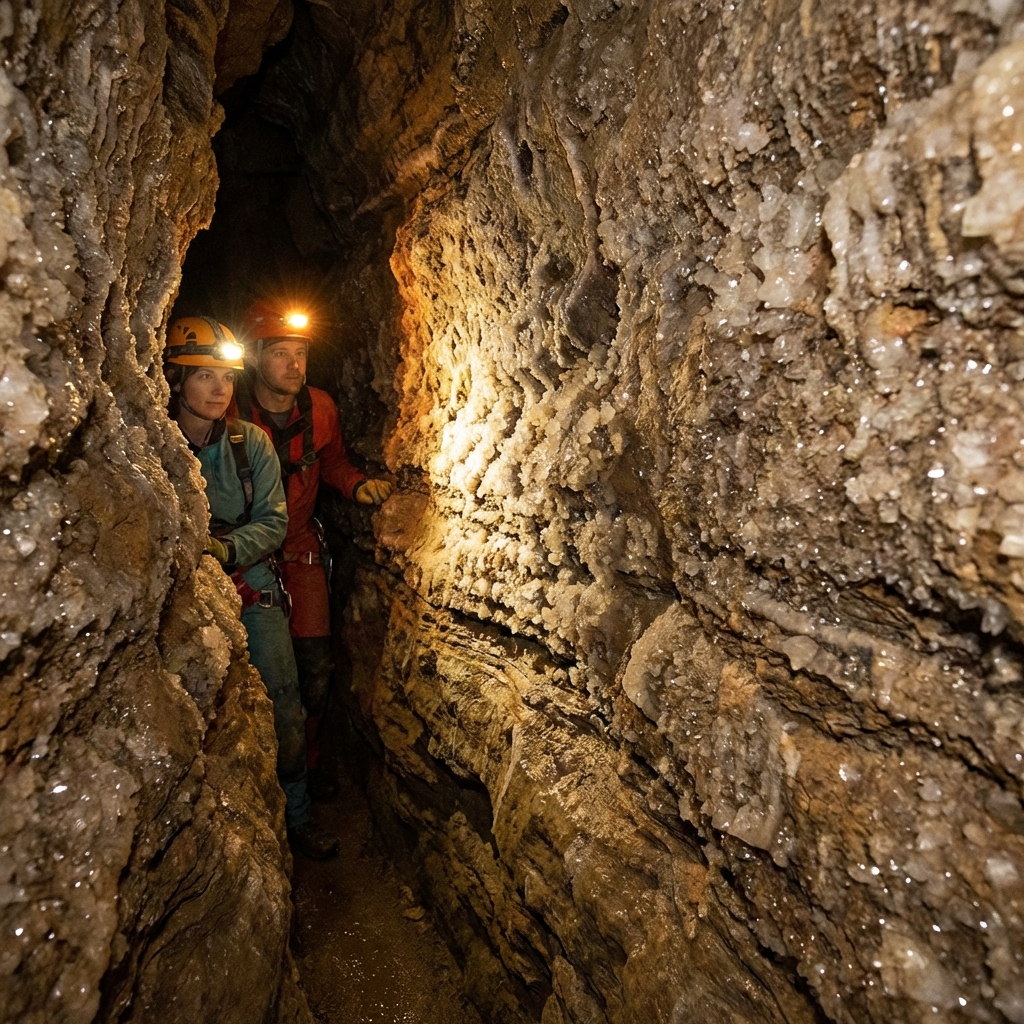 Illuminated passage in Jewel Cave